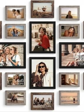 Vittanly Gallery Wall Frame Set Picture Frame Set Brown & Black